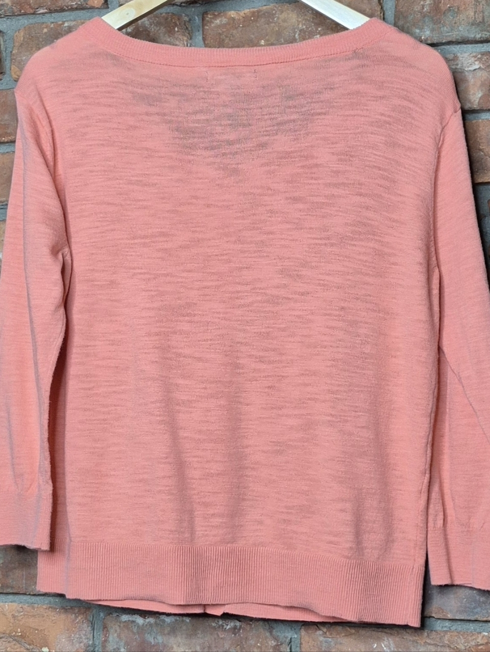 Banana Republic Coral Cardigan Lightweight Knit Button Front Pocket Sweater Sz L - Picture 7 of 9